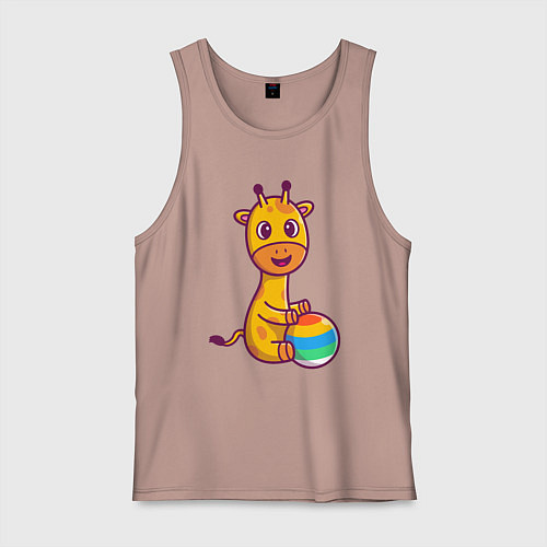 Мужская майка Жираф играет в мяч / Пыльно-розовый – фото 1