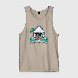 Майка мужская хлопок Акула и сервер, цвет: миндальный