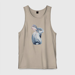 Майка мужская хлопок Кролик арт, цвет: миндальный