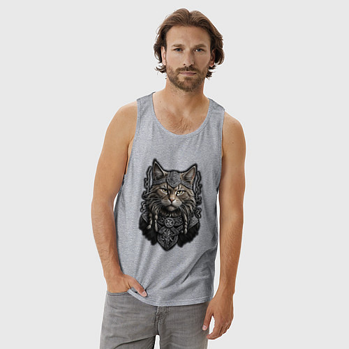Мужская майка Кот викинг / Меланж – фото 3