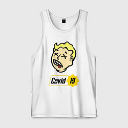 Майка мужская хлопок Vault boy - covid 19, цвет: белый