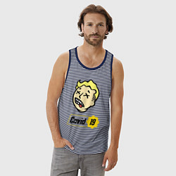 Майка мужская хлопок Vault boy - covid 19, цвет: синяя тельняшка — фото 2