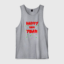 Мужская майка Happy New Year ярко-красным