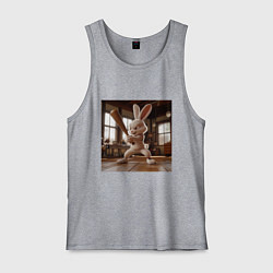 Майка мужская хлопок Заяц и бейсбол, цвет: меланж