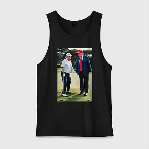 Мужская майка Джо и Дональд на поле для гольфа / Черный – фото 1