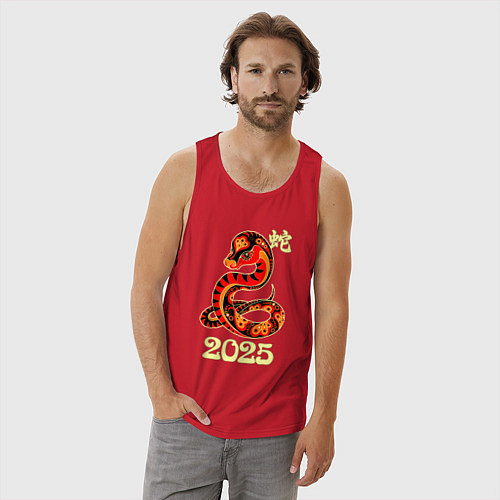 Мужская майка 2025 - год змеи / Красный – фото 3