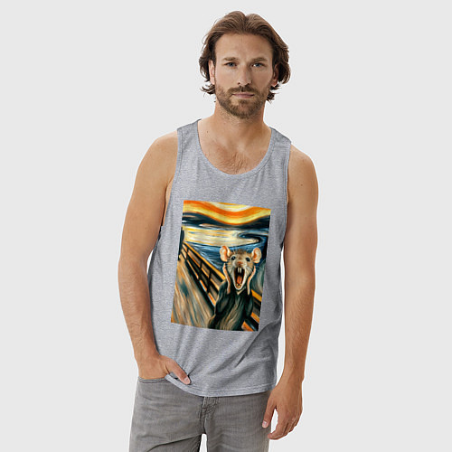 Мужская майка Мышка кричит на картине Эдварда Мунка - мем искусс / Меланж – фото 3