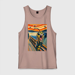 Майка мужская хлопок Оса кричит на картине Эдварда Мунка - мем искусств, цвет: пыльно-розовый