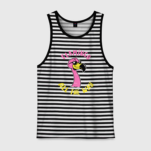 Мужская майка Flamingo all the way / Черная тельняшка – фото 1