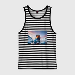 Майка мужская хлопок Северный морской путь, цвет: черная тельняшка