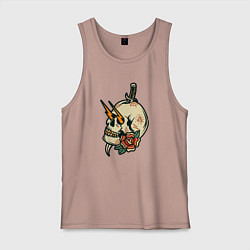 Майка мужская хлопок Грозовой череп, цвет: пыльно-розовый