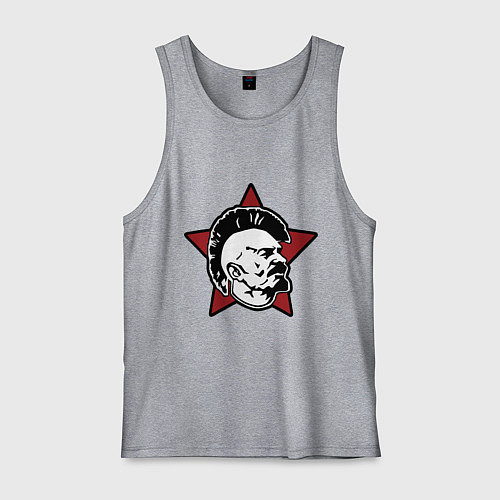 Мужская майка Значок - Владимир Ленин панк / Меланж – фото 1