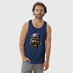 Майка мужская хлопок Усы на скорости, цвет: тёмно-синий — фото 2