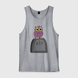 Майка мужская хлопок Сова на надгробии, цвет: меланж