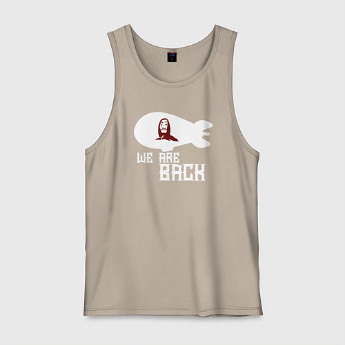 Мужская майка Бумажный дом - мы вернулись / Миндальный – фото 1