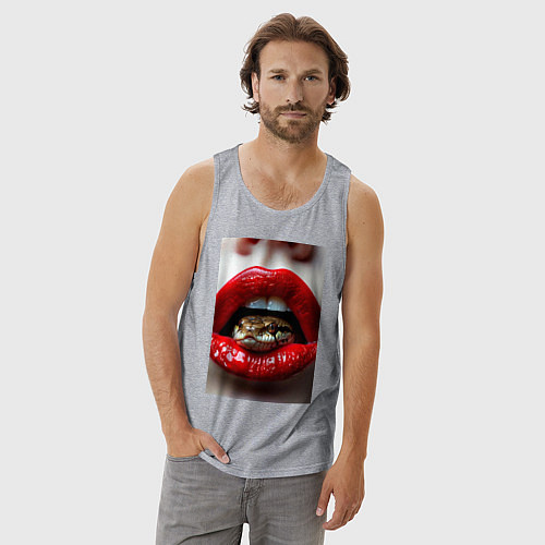 Мужская майка Символ нового года 2025 змея в губах / Меланж – фото 3