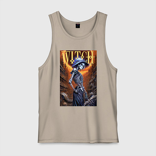 Мужская майка Костлявая ведьма - хэллоуин / Миндальный – фото 1