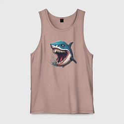 Майка мужская хлопок Не грустная акула, цвет: пыльно-розовый