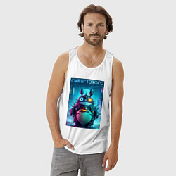 Майка мужская хлопок Cyber Totoro - halloween fantasy, цвет: белый — фото 2