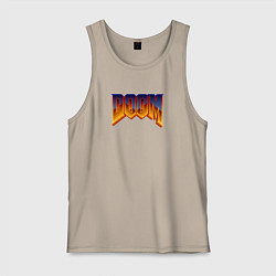 Майка мужская хлопок Doom logotype, цвет: миндальный