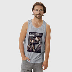 Майка мужская хлопок Крёстный отец держит своего щенка - мем, цвет: меланж — фото 2