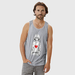 Майка мужская хлопок Девочка аниме сердце, цвет: меланж — фото 2