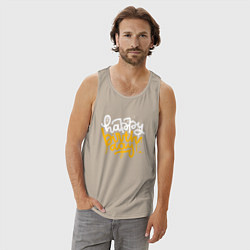 Майка мужская хлопок Счастливого рождения, цвет: миндальный — фото 2