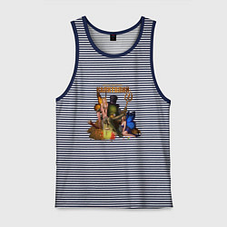 Майка мужская хлопок Капитолий - Сэр Троглодит, цвет: синяя тельняшка