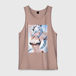 Майка мужская хлопок Геншин Шэнь Хэ купальник, цвет: пыльно-розовый