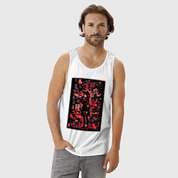 Майка мужская хлопок Девушка кошка, цвет: белый — фото 2