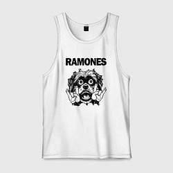 Майка мужская хлопок Ramones - rock dog, цвет: белый