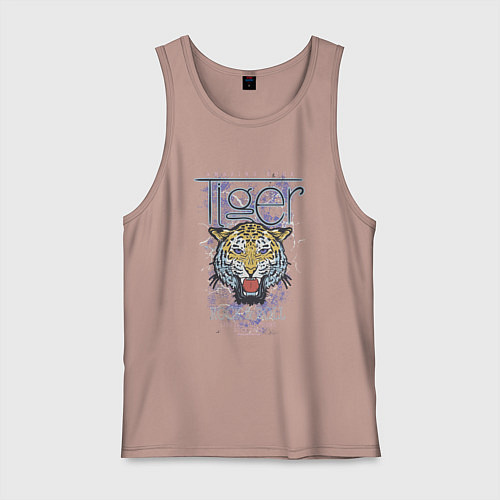 Мужская майка Тигр и рок н ролл / Пыльно-розовый – фото 1