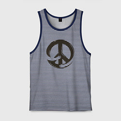 Майка мужская хлопок Peace hugs, цвет: синяя тельняшка