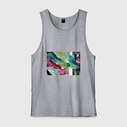 Мужская майка Акварельные листья и полоски