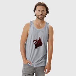 Майка мужская хлопок Череп с острыми клыками, цвет: меланж — фото 2