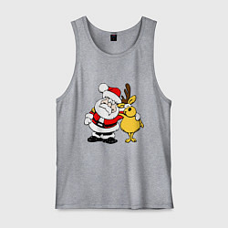 Майка мужская хлопок Новогодняя парочка, цвет: меланж