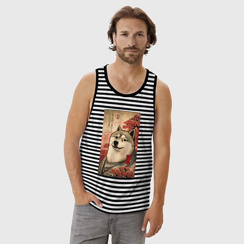 Мужская майка Doge meme - japan style / Черная тельняшка – фото 3