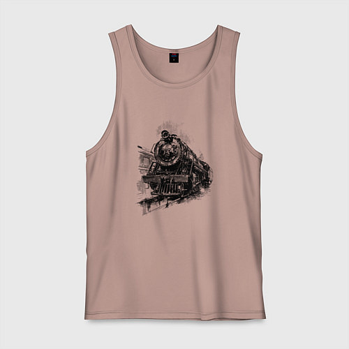 Мужская майка Прибытие паровоза / Пыльно-розовый – фото 1