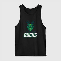 Майка мужская хлопок Milwaukee Bucks NBA, цвет: черный