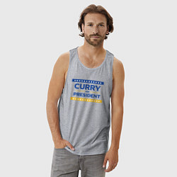 Майка мужская хлопок Карри в президенты, цвет: меланж — фото 2