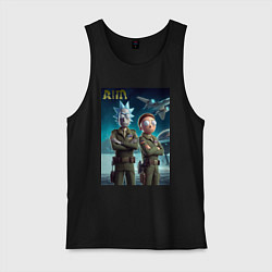 Майка мужская хлопок Rick and Morty - air force нейроарт, цвет: черный