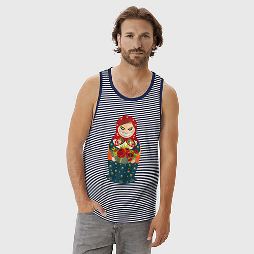 Мужская майка Злобная матрёшка / Синяя тельняшка – фото 3