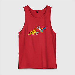 Майка мужская хлопок Simba и попуг Зазу - The Lion King, цвет: красный