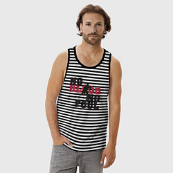 Майка мужская хлопок Хоккей - нет крови нет фола, цвет: черная тельняшка — фото 2