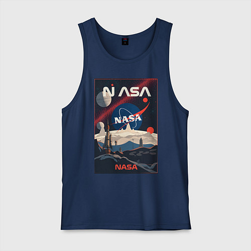 Мужская майка NASA ретро / Тёмно-синий – фото 1