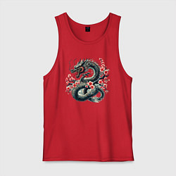 Майка мужская хлопок Japanese dragon and sakura - irezumi, цвет: красный
