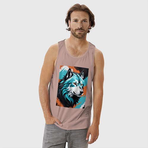 Мужская майка Серо-голубой волк / Пыльно-розовый – фото 3
