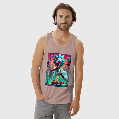 Мужская майка Рик подарил Морти автомобиль - нейроарт / Пыльно-розовый – фото 3