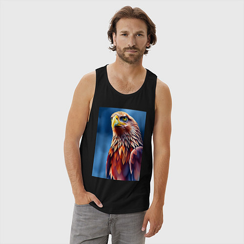 Мужская майка Орел на синем фоне / Черный – фото 3