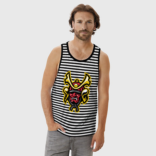 Мужская майка Samurai face / Черная тельняшка – фото 3